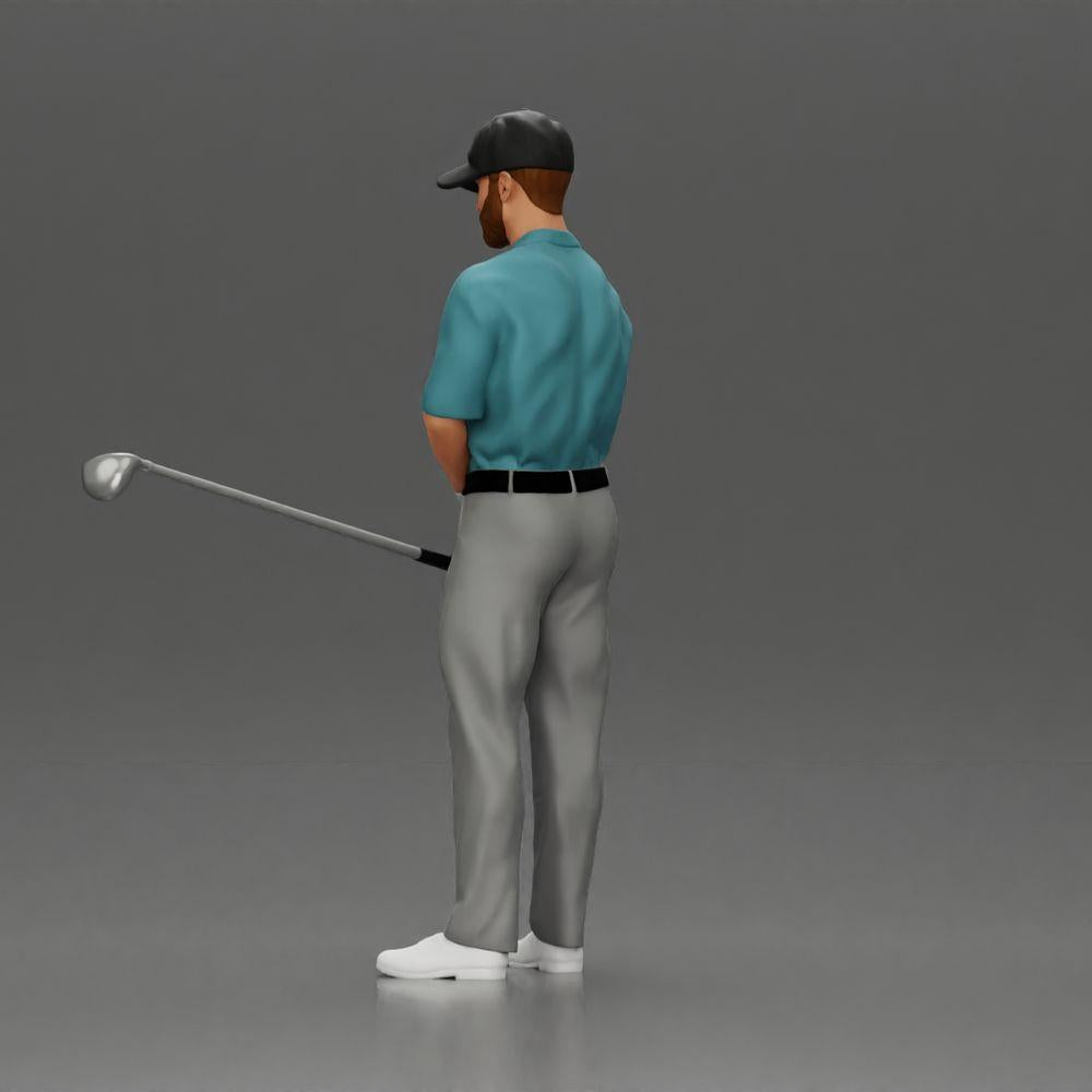 Diorama model building product photo 4: Diorama figure: standing miniature golfer with cap, glove, and golf club - diorama figure (Ref No. A143)
