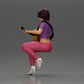 Diorama model building product photo 4: Miniature: Woman with short hair playing acoustic guitar necklace, strappy sandals (Ref No. A128)