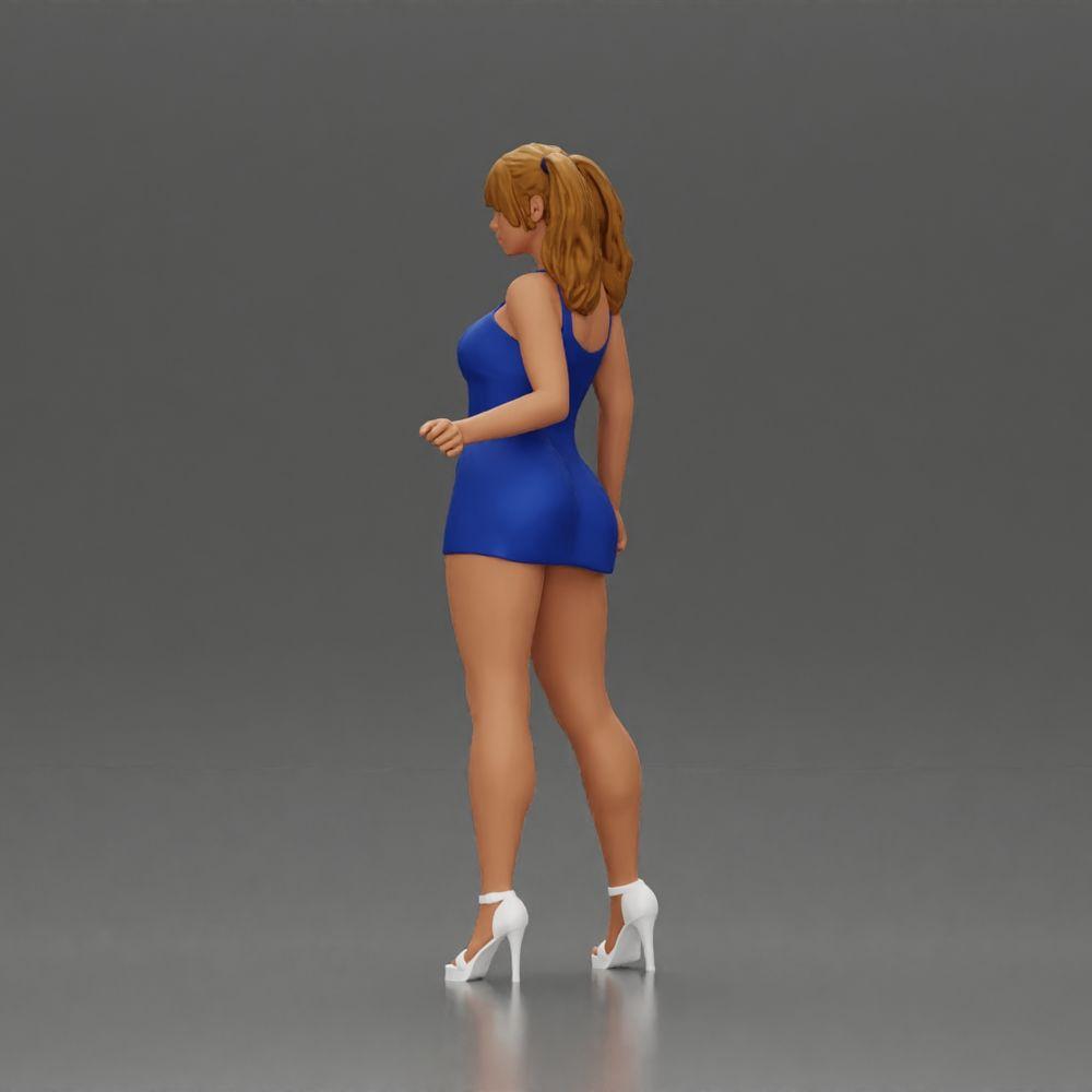 Diorama model building product photo 4: Diorama figure: Female miniature figure standing in a short dress with braids and sandals (Ref No. A123)