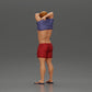 Diorama model building product photo 4: Standing miniature: muscular man in shorts pulling T-shirt over his head (Ref No. A90)