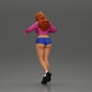 Diorama model building product photo 4: Female diorama figure in mini skirt and shorts, standing at the edge of the stairs (Ref No. A73)