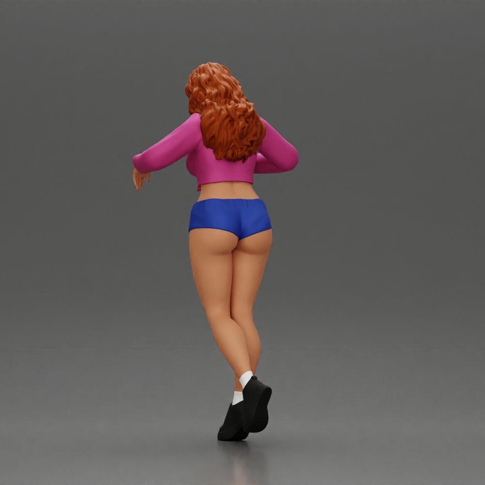 Diorama model building product photo 4: Female diorama figure in mini skirt and shorts, standing at the edge of the stairs (Ref No. A73)