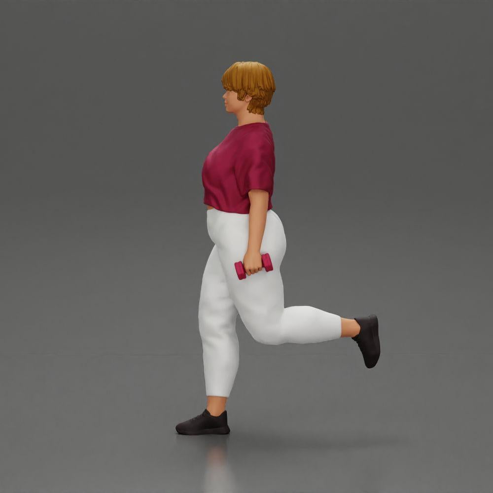 Diorama model building product photo 4: diorama figure: strong woman in fitness outfit, one-legged exercise with dumbbells (Ref No. A105)