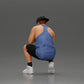 Diorama model building product photo 4: Diorama miniature: Pensive man sitting with cap, shorts, and sneakers (Ref No. A77)