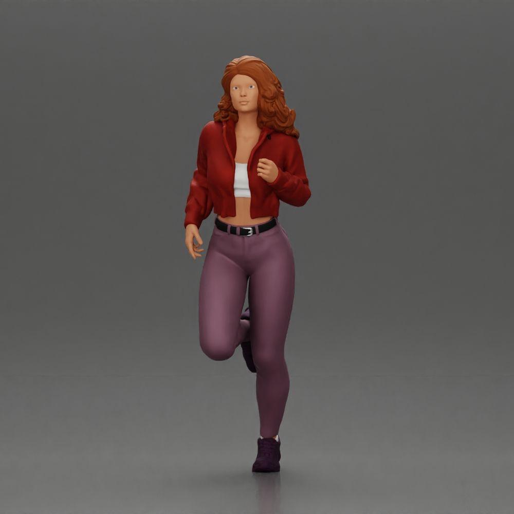Diorama model building product photo 5: Diorama miniature figure: Running girl with long hair in jacket (Ref No. A96)