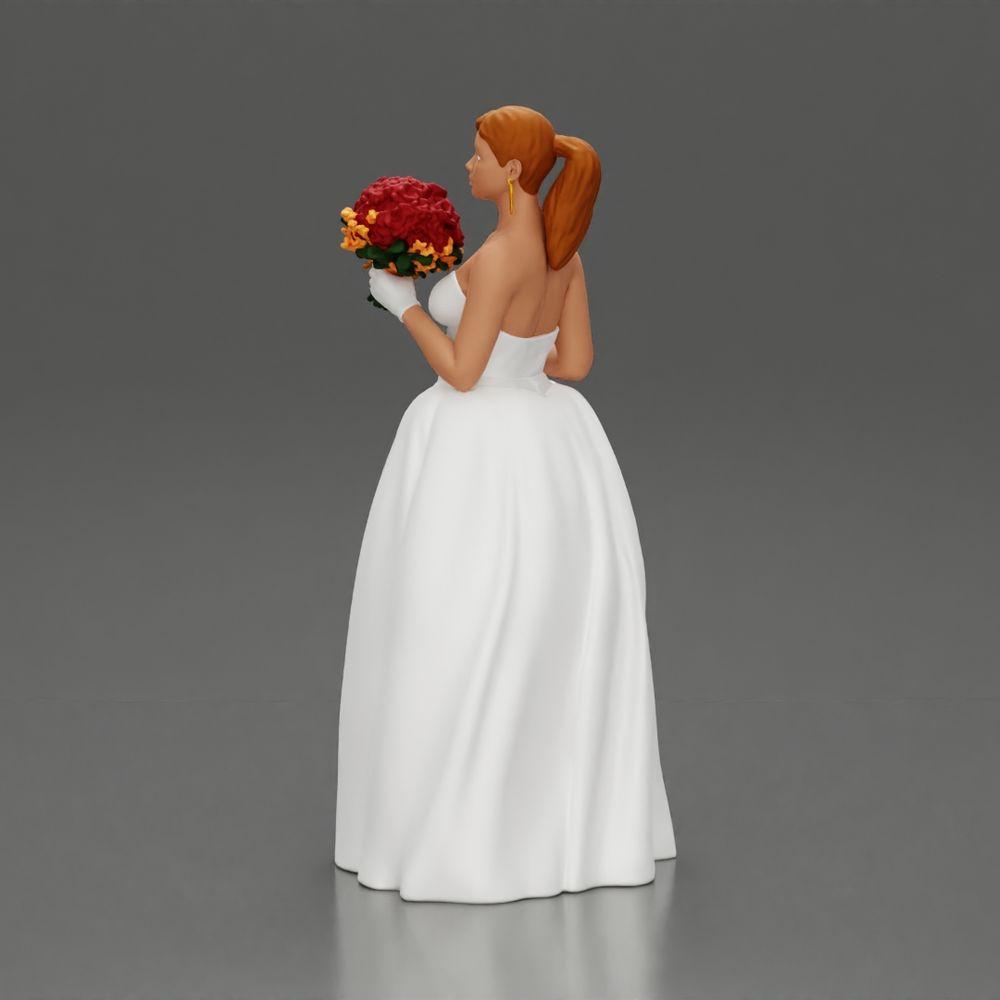 Diorama model building product photo 5: Diorama figure: miniature bride in floor-length white dress with bouquet (Ref No. A132)