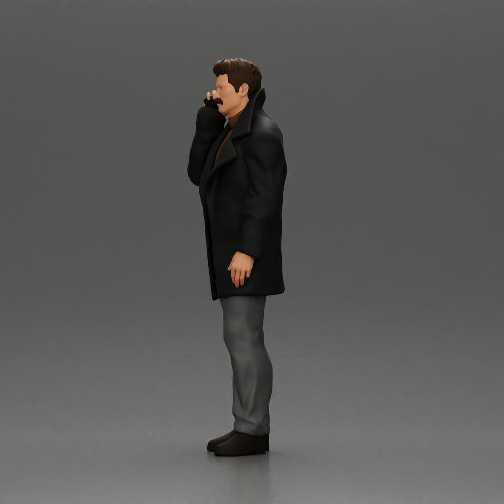 Diorama model building product photo 5: Diorama figure - Turkish man in a coat with a turtleneck, talking on the phone (Ref No. A78)