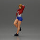 Diorama model building product photo 5: Female miniature with short hair, jacket & shorts, leaning against a car (Ref No. A67)