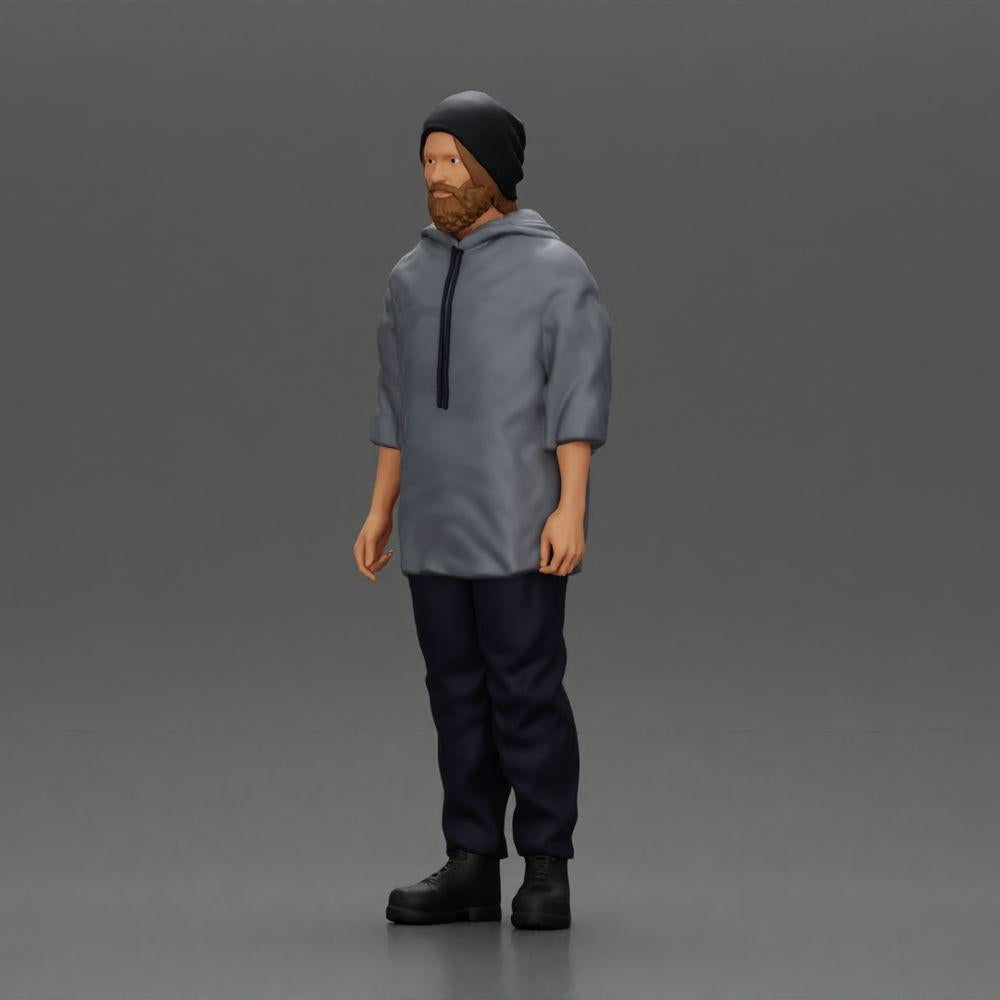 Diorama model building product photo 5: Standing figure: Man with cap & hoodie (Ref No. A100)