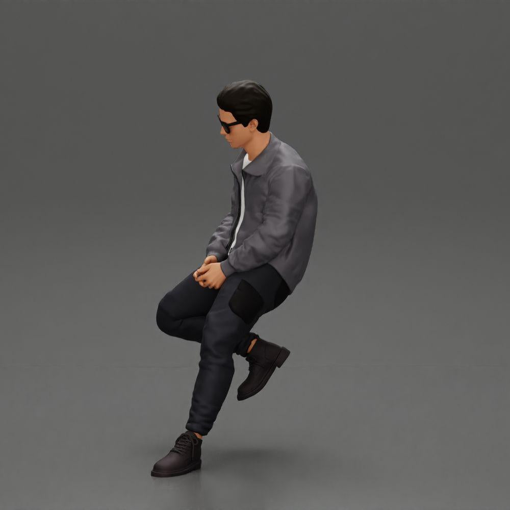 Diorama model building product photo 5: Diorama figure: Sitting man in car, jacket & sunglasses (Ref No. A107)