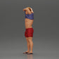 Diorama model building product photo 5: Standing miniature: muscular man in shorts pulling T-shirt over his head (Ref No. A90)