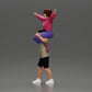 Diorama model building product photo 5: miniature figure: man in shorts carrying girlfriend on shoulders, posing couple (Ref No. A76)