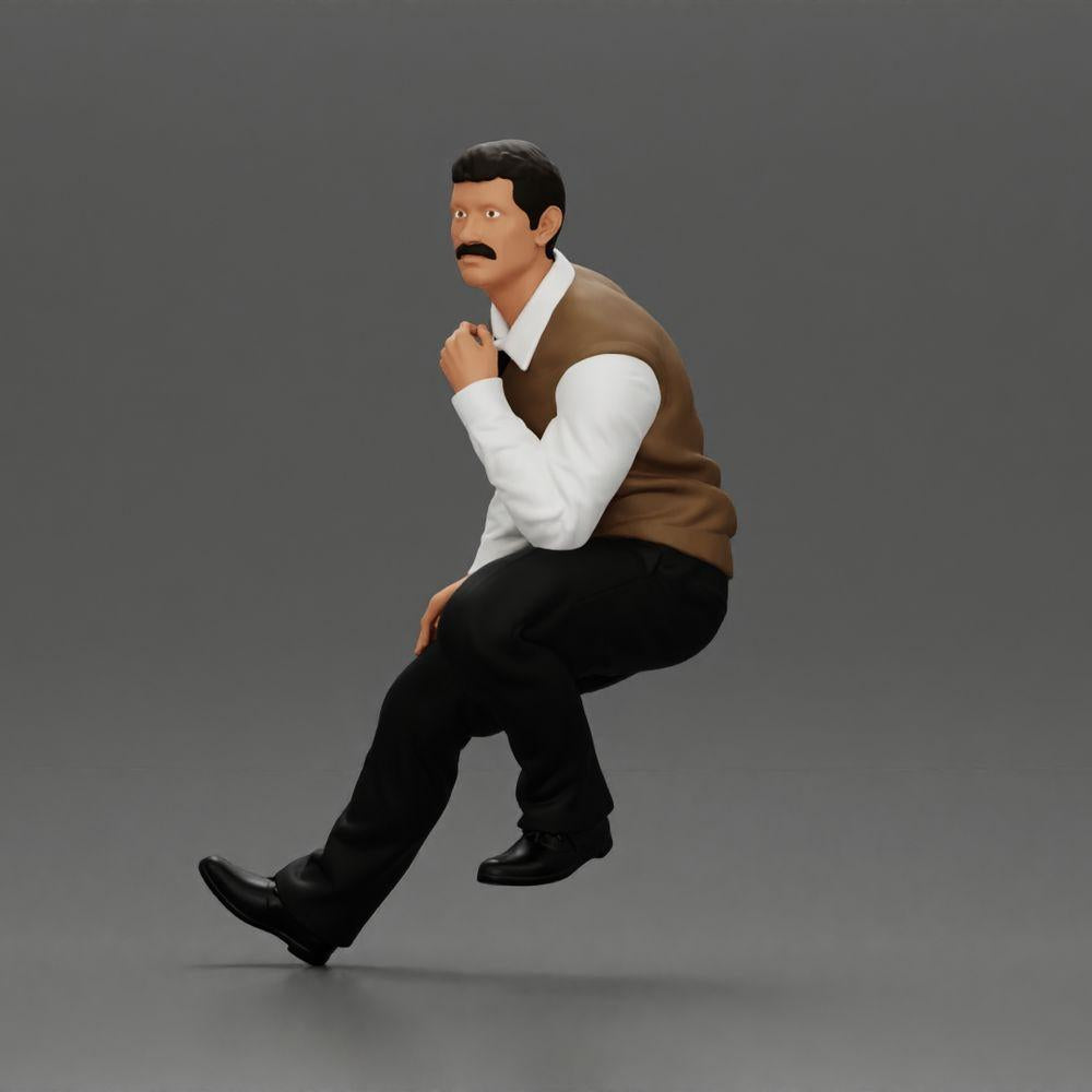 Diorama model building product photo 5: Diorama sitting figure: Turkish man with tie and vest, half kneeling (Ref No. A72)