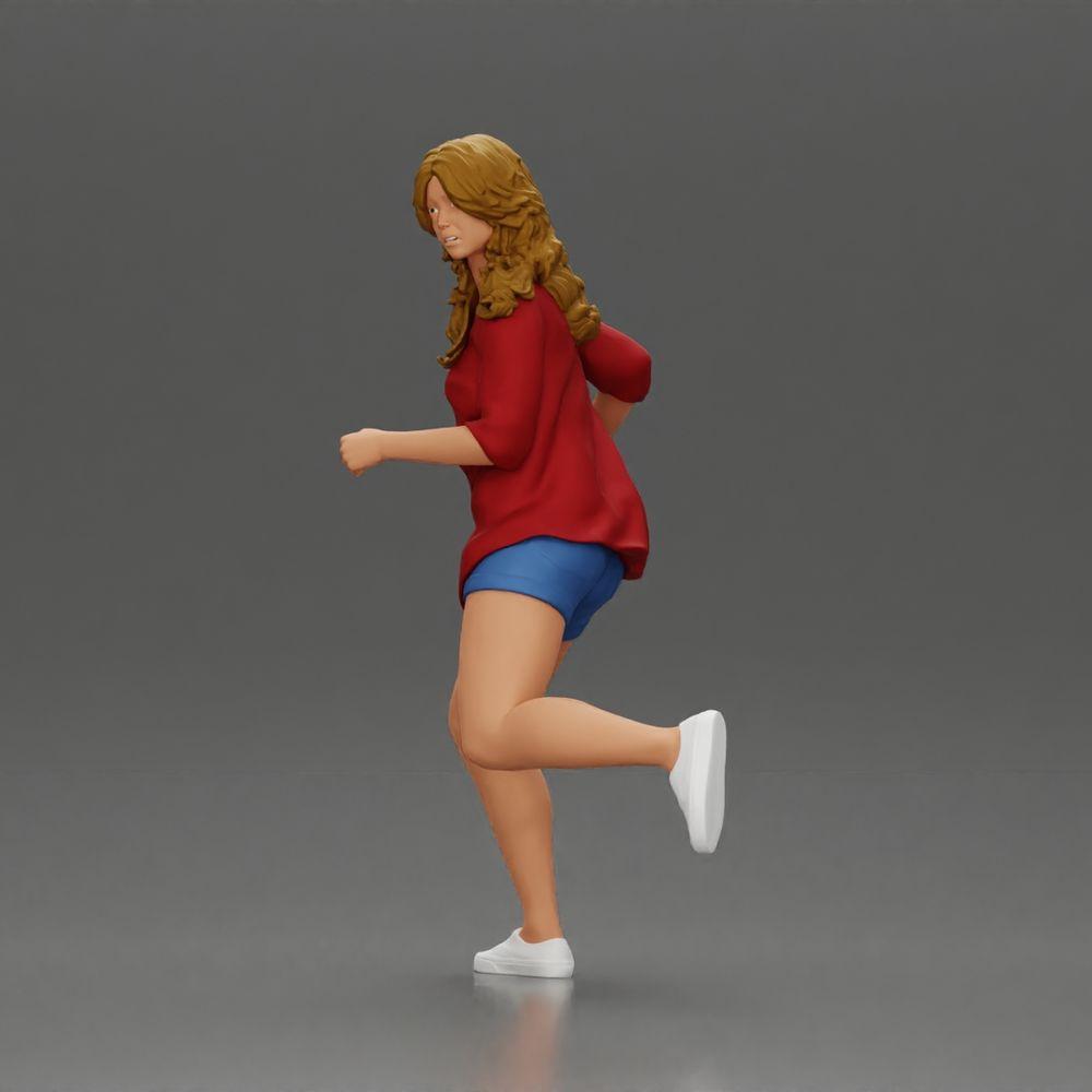 Diorama model building product photo 5: Diorama figure: Running young woman with open shirt & shorts, determined (Ref No. A102)