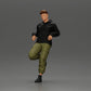 Diorama model building product photo 5: miniature figure: man with hoodie & cargo pants, casual leaning pose (Ref No. A142)