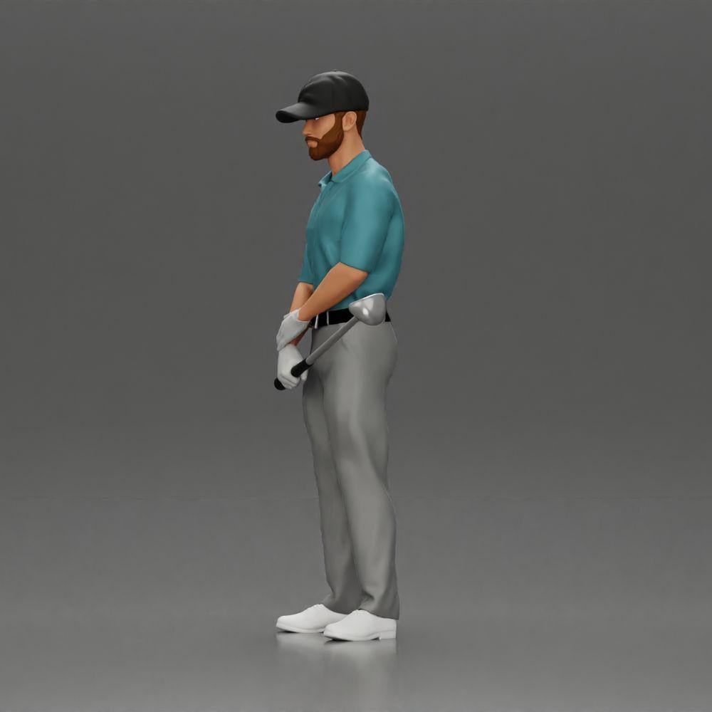 Diorama model building product photo 5: Diorama figure: standing miniature golfer with cap, glove, and golf club - diorama figure (Ref No. A143)