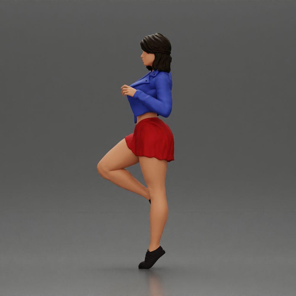 Diorama model building product photo 5: Miniature: Confident woman in short jacket and mini skirt, dynamic pose (Ref No. A139)