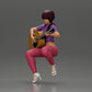 Diorama model building product photo 5: Miniature: Woman with short hair playing acoustic guitar necklace, strappy sandals (Ref No. A128)