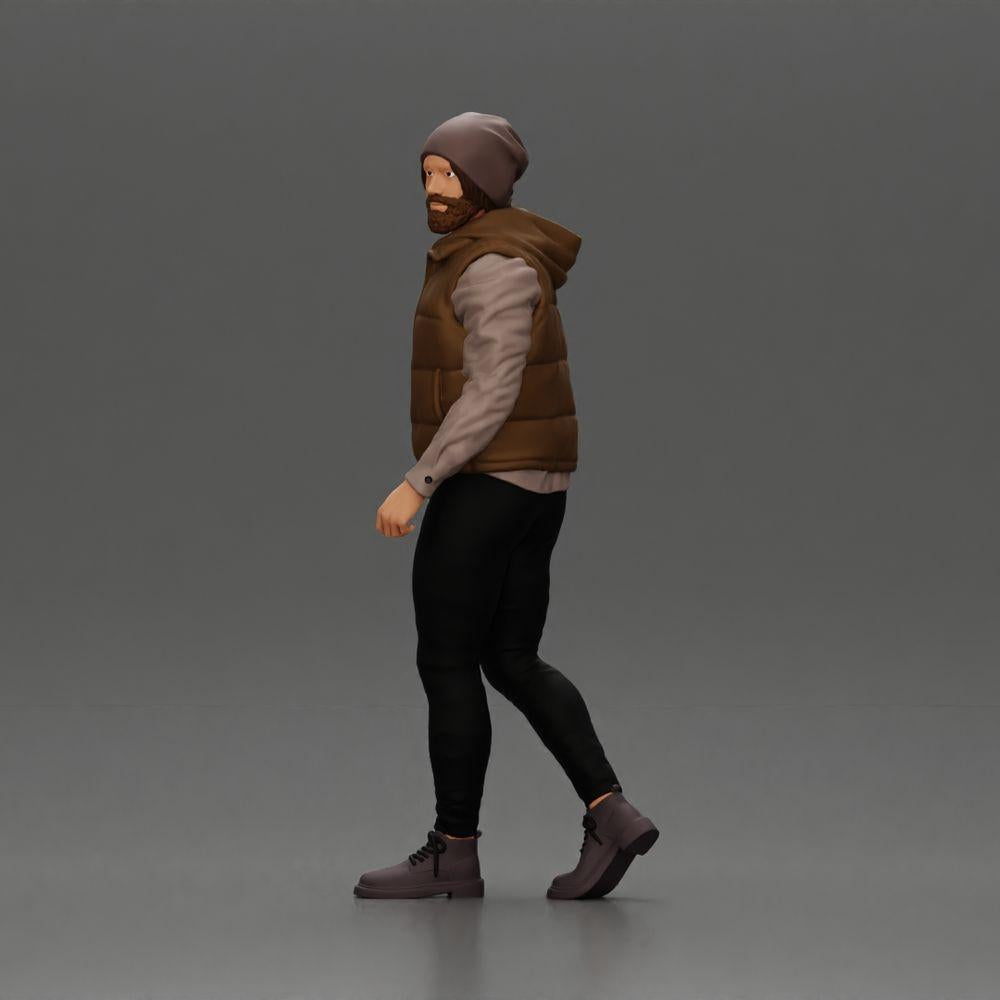 Diorama model building product photo 5: Diorama figure: Bearded man in winter clothing, walking - Diorama miniature (Ref No. A129)