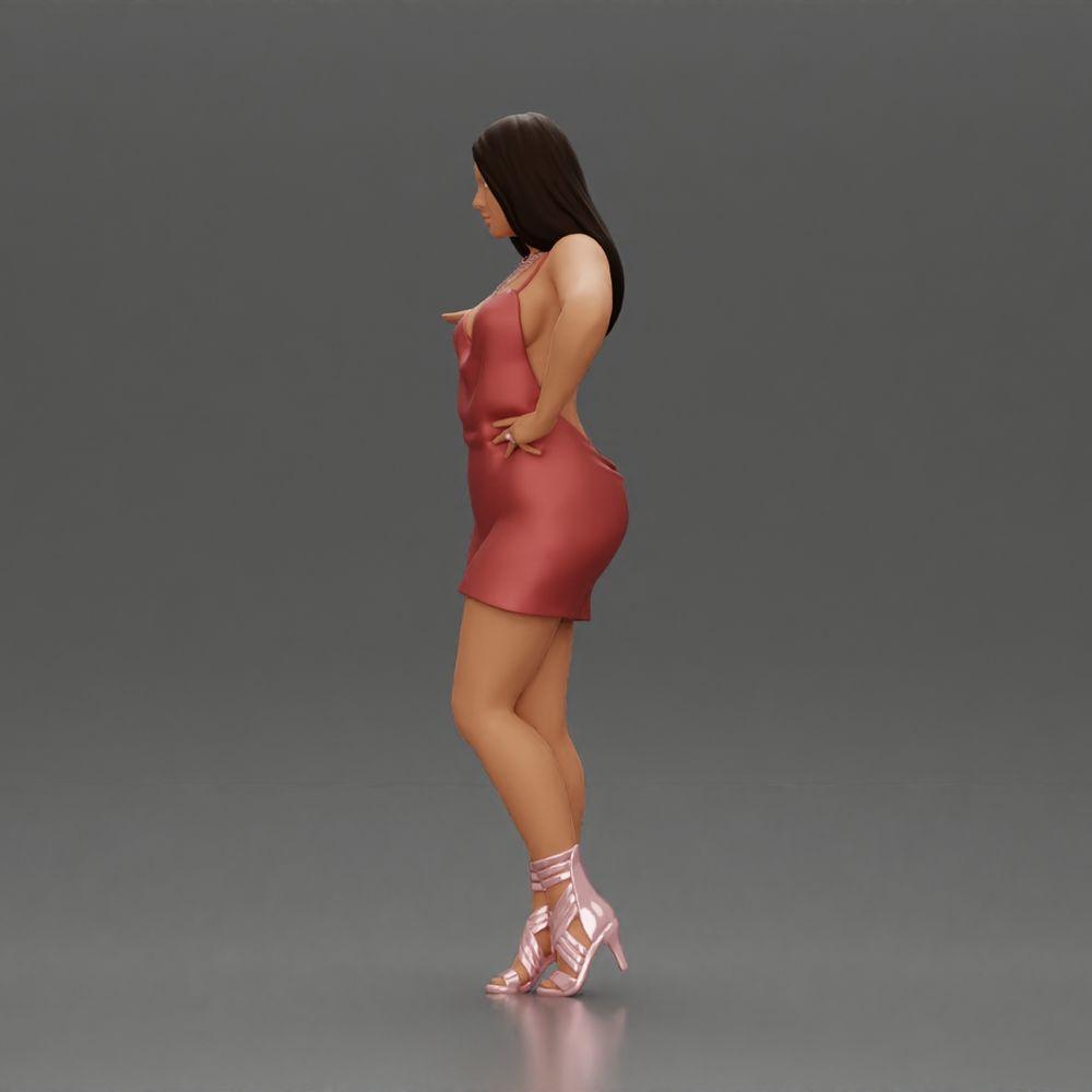 Diorama model building product photo 5: Diorama figure: elegant woman in mini dress, outstretched hand, necklace (Ref No. A118)