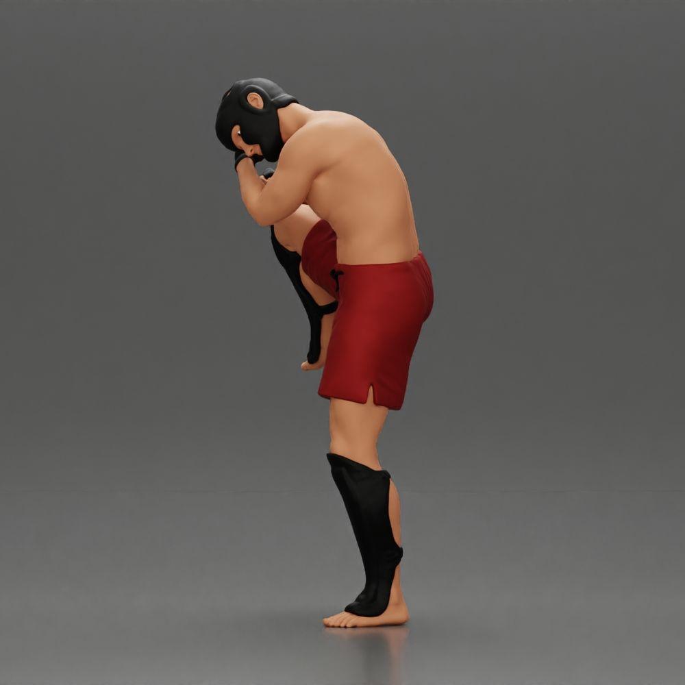 Diorama model building product photo 5: Diorama figure: martial arts miniature, kicking pose with headgear, gloves & shin guards (Ref No. A122)