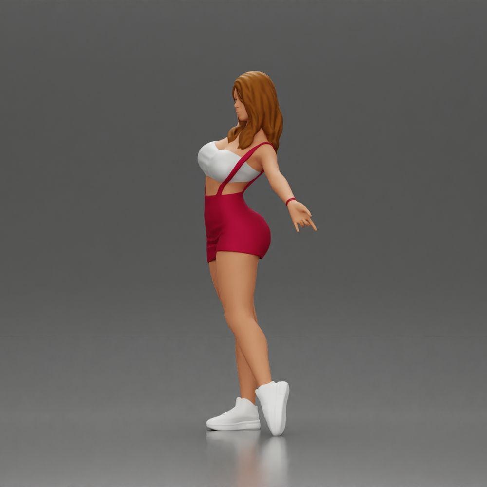 Diorama model building product photo 5: Diorama figure: dynamic woman in red sports outfit, standing pose, sneakers (Ref No. A124)