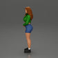 Diorama model building product photo 5: miniature figure: sporty girl standing with short jacket, shorts, and sneakers (Ref No. A74)
