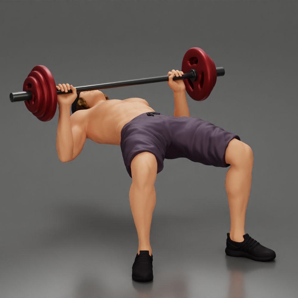Diorama model building product photo 4: Diorama figure: Male miniature bench pressing with hip bridge, dumbbell, hat, and shorts (Ref No. A111)