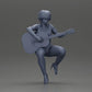 Diorama model building product photo 6: miniature: woman with short hair playing acoustic guitar necklace, strappy sandals (Ref No. A128)