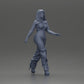 Diorama model building product photo 6: Diorama figure: Miniature figure woman in walking pose, green-red, crop top, wide pants, pumps (Ref No. A141)