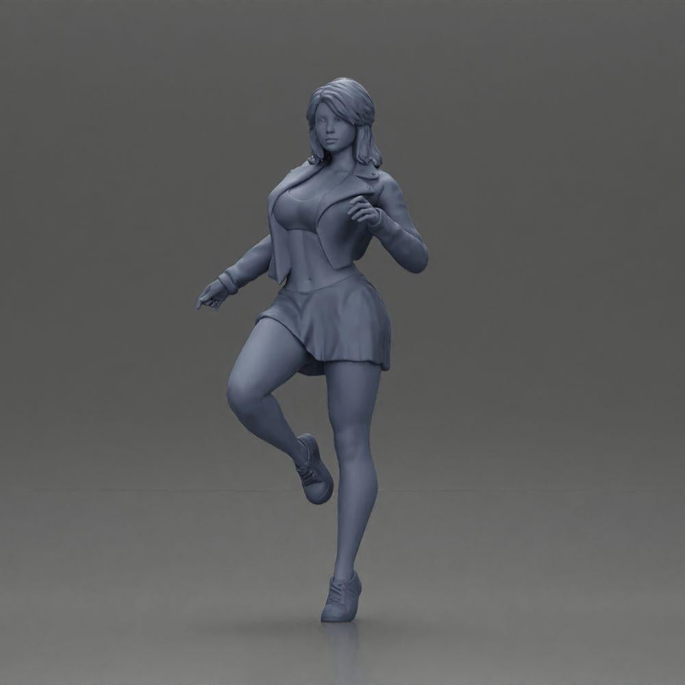 Diorama model building product photo 6: Miniature: Confident woman in short jacket and mini skirt, dynamic pose (Ref No. A139)