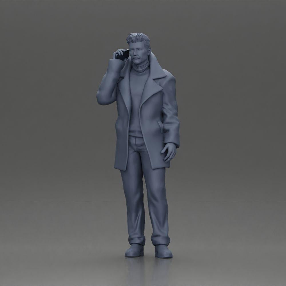 Diorama model building product photo 6: Diorama figure - Turkish man in a coat with a turtleneck, talking on the phone (Ref No. A78)