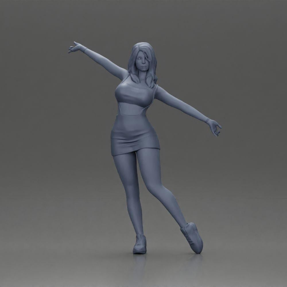 Diorama model building product photo 6: Diorama figure: dynamic woman in red sports outfit, standing pose, sneakers (Ref No. A124)