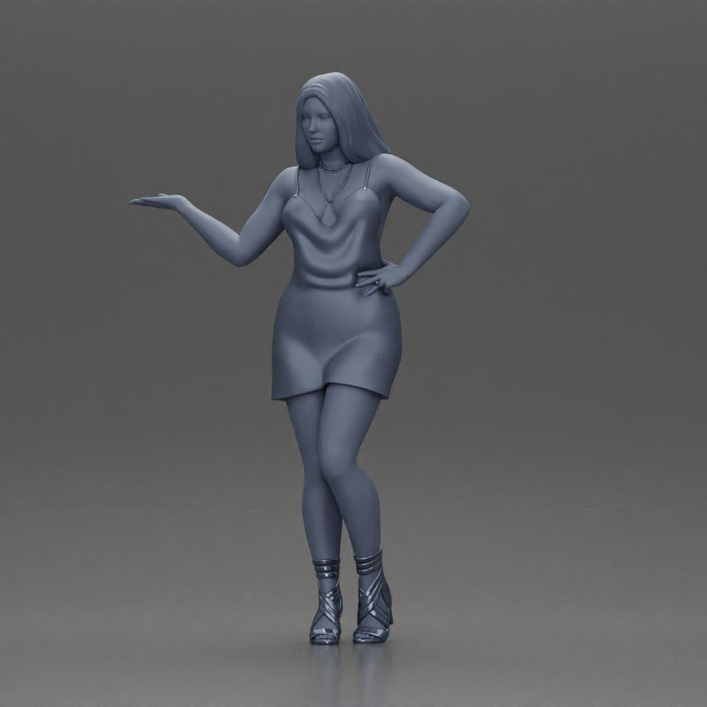 Diorama model building product photo 6: Diorama figure: elegant woman in mini dress, outstretched hand, necklace (Ref No. A118)