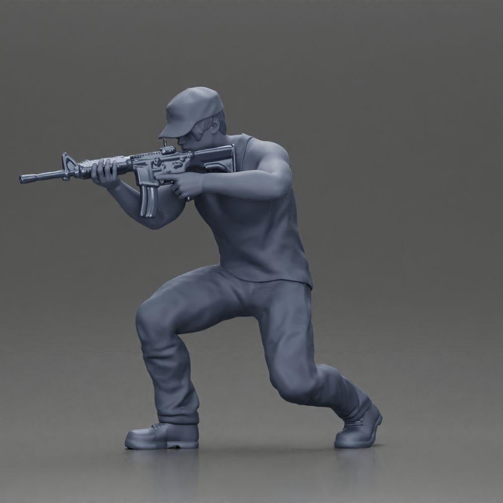 Diorama model building product photo 6: Diorama figure: Kneeling miniature figure with rifle - defensive tactic pose for diorama (Ref No. A140)