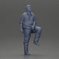 Diorama model building product photo 6: miniature figure: stout Asian man, looking up, in shirt, foot on step (Ref No. A101)