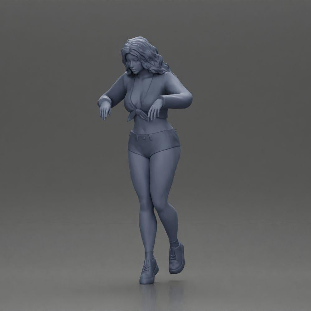Diorama model building product photo 6: Female diorama figure in mini skirt and shorts, standing at the edge of the stairs (Ref No. A73)