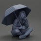 Diorama model building product photo 6: Diorama miniature: Sitting woman in jacket and shorts with open umbrella (Ref No. A85)