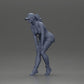 Diorama model building product photo 6: Diorama miniature: bent woman with cap, short top, tight pants & boots (Ref No. A113)
