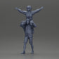 Diorama model building product photo 6: miniature figure: man in shorts carrying girlfriend on shoulders, posing couple (Ref No. A76)