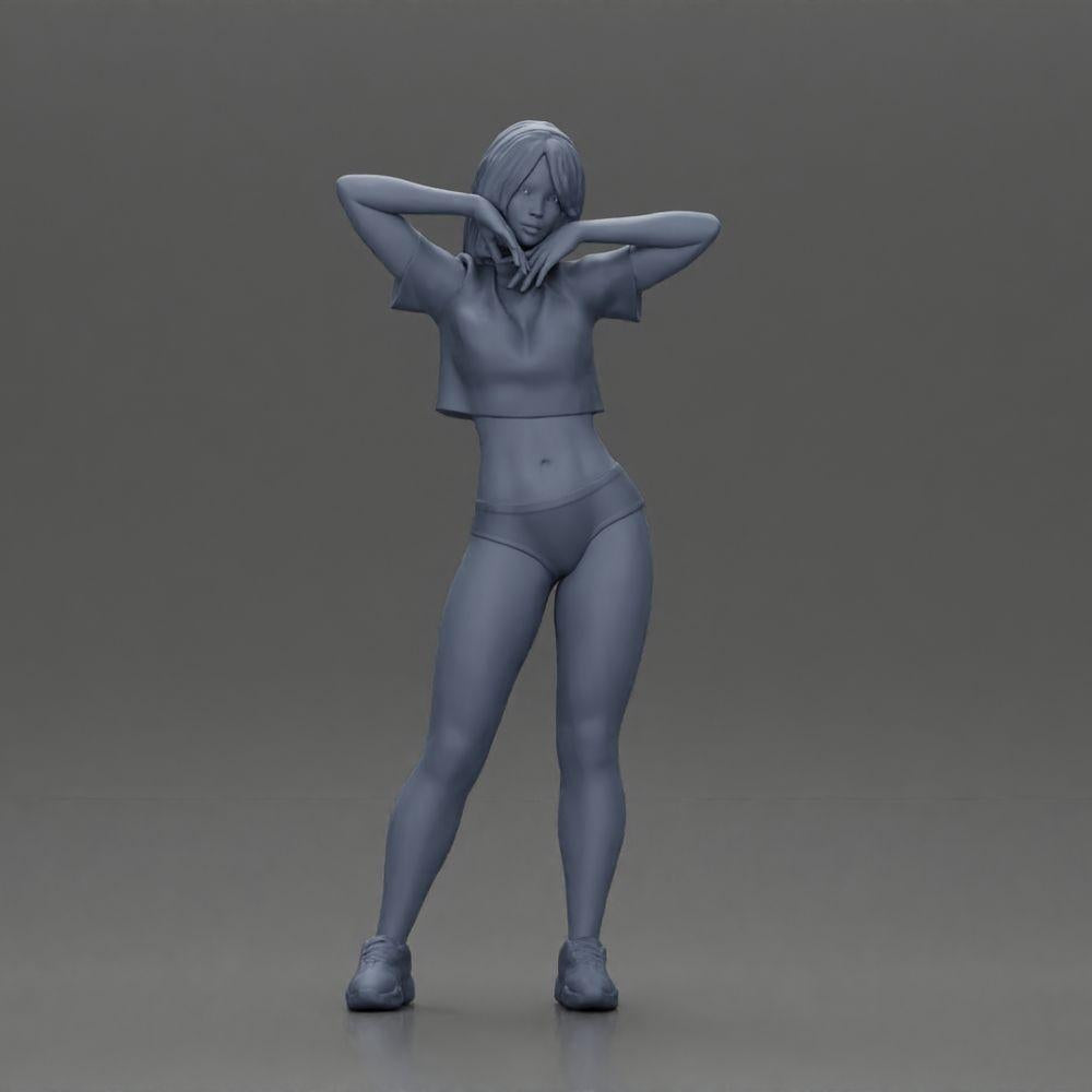 Diorama model building product photo 6: Diorama miniature: Female figure in bikini, short shirt & headband, posing (Ref No. A97)