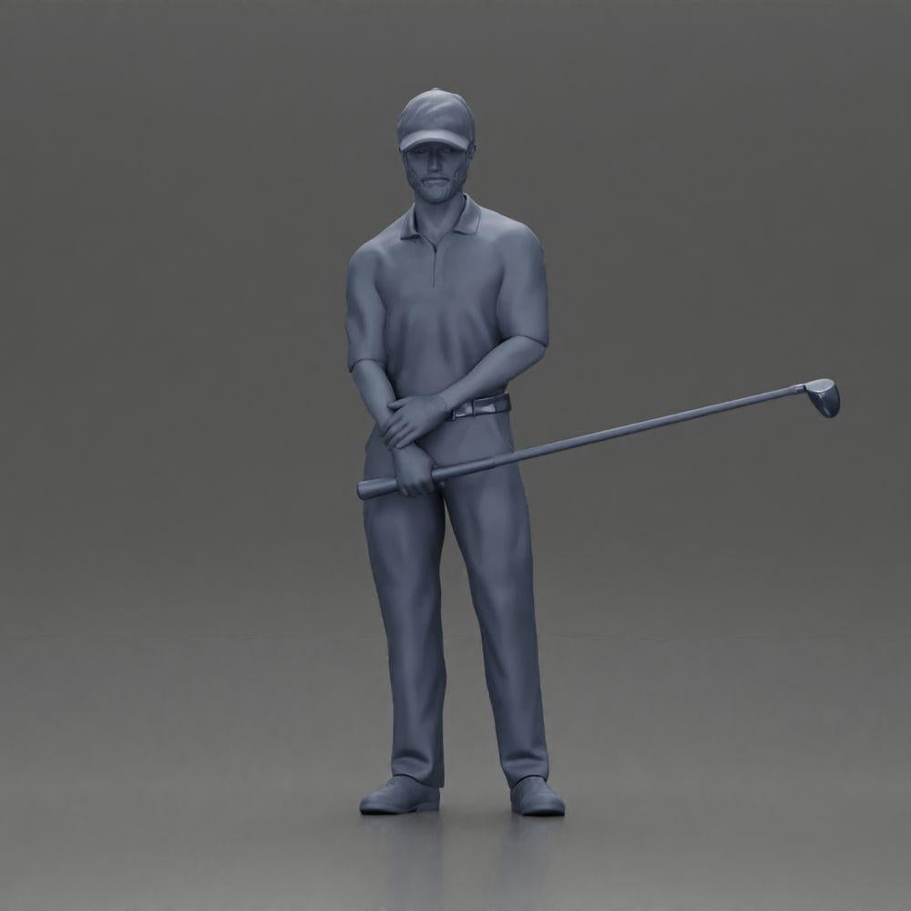 Diorama model building product photo 6: Diorama figure: miniature golfer standing with cap, glove, and golf club - diorama figure (Ref No. A143)