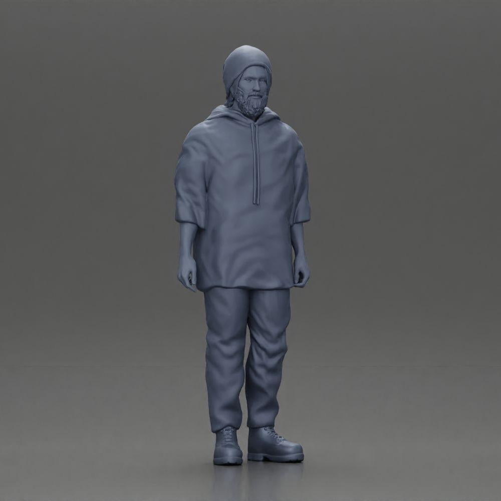 Diorama model building product photo 6: Standing figure: Man with cap & hoodie (Ref No. A100)