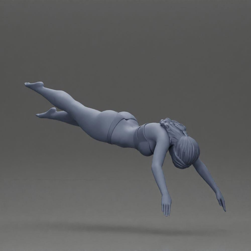 Diorama model building product photo 6: Diorama miniature: Woman in red bikini, elegant diving/jumping pose (Ref No. A137)