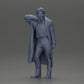 Diorama model building product photo 6: Diorama miniature: standing man with pointed beard, open coat, hand on chin (Ref No. A98)