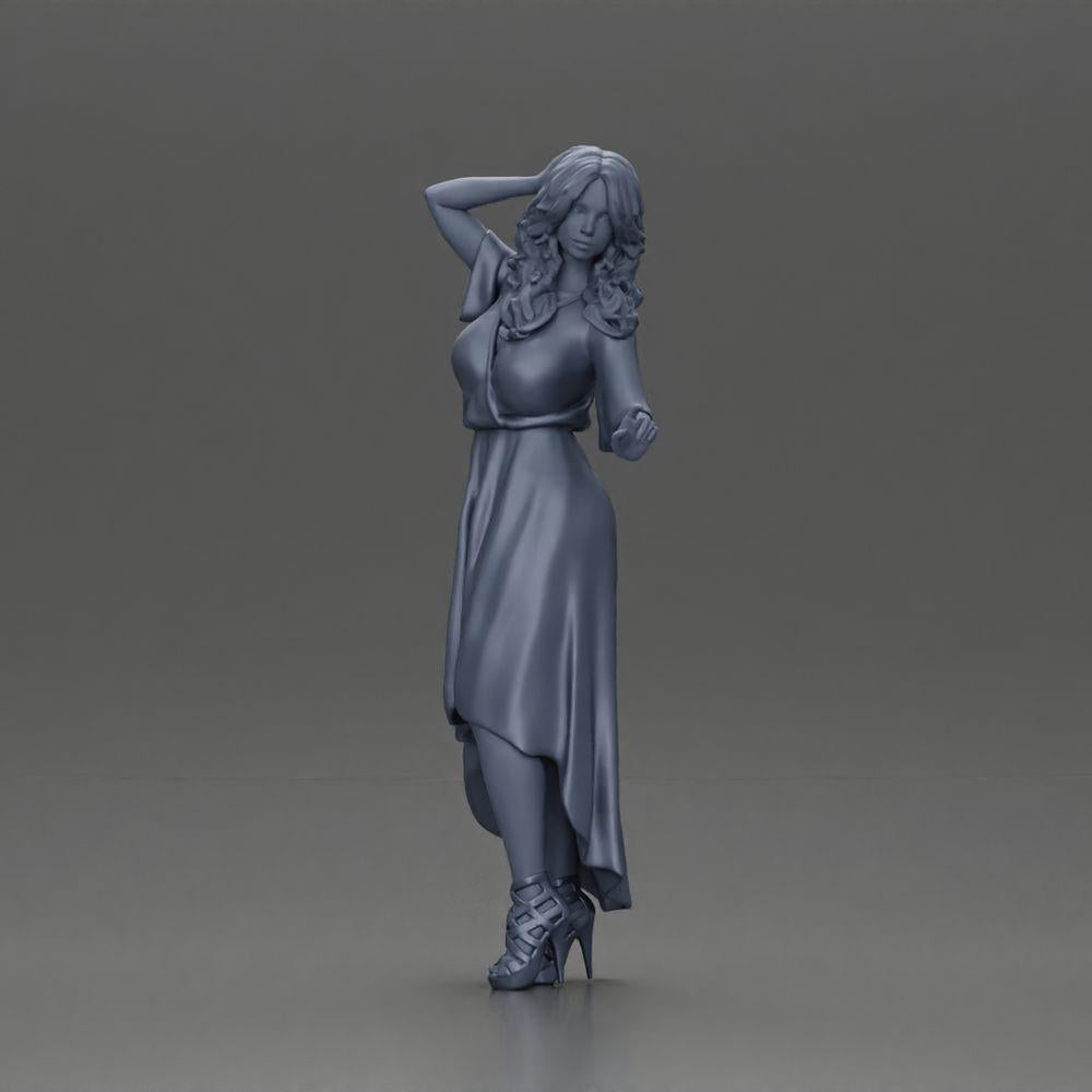 Diorama model building product photo 6: miniature figure: woman in a long wedding dress with high heels, posing elegantly (Ref No. A109)