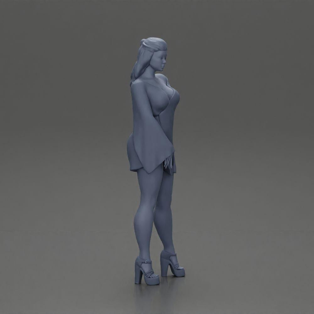 Diorama model building product photo 7: Diorama miniature: Posing woman in kimono dress with platform shoes (Ref No. A86)
