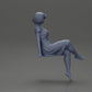 Diorama model building product photo 7: Diorama miniature figure: Sitting woman in a dress, barefoot, short hair in the wind (Ref No. A95)