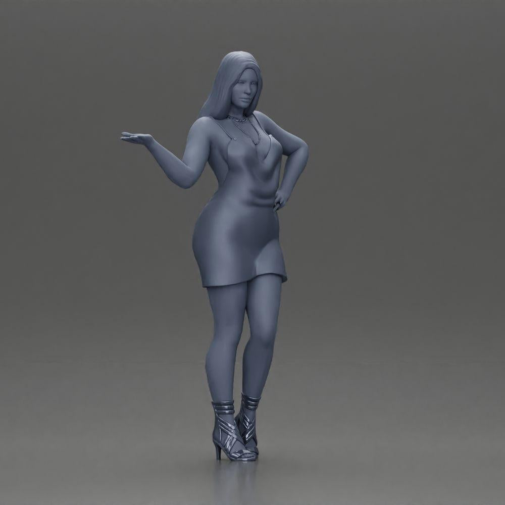 Diorama model building product photo 7: Diorama figure: elegant woman in mini dress, outstretched hand, necklace (Ref No. A118)