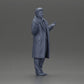 Diorama Modellbau Produktfoto 7: Diorama-Miniaturfigur: Polizeidetektiv im Mantel, stehend mit offenen Händen (Ref Nr. A63)